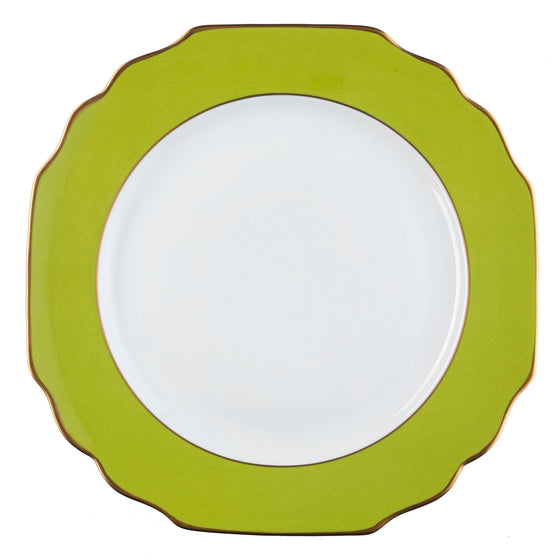 Ultra-White Georgian ColorSheen Apple Green - Gold Banding - Salad Plate - Pickard China - UGCSAGG-005-GA