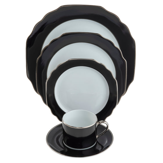 Ultra-White Georgian ColorSheen Black - Platinum Banding - Bread and Bread and Butter Plate - Pickard China - UGCSBKP-009-GA