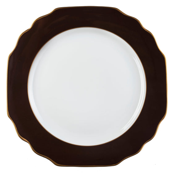 Ultra-White Georgian ColorSheen Chocolate - Gold Banding - Charger Plate - Pickard China - UGCSCHG-059-GA