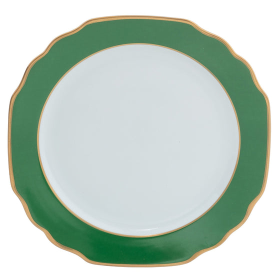 Ultra-White Georgian ColorSheen Emerald Green - Gold Banding - Charger Plate - Pickard China - UGCSEGG-059-GA