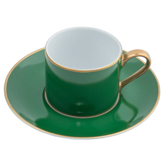 Ultra-White Georgian ColorSheen Emerald Green - Gold Banding - Teacup Saucer - Pickard China - UGCSEGG-019-CN