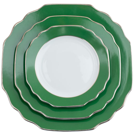 Ultra-White Georgian ColorSheen Emerald Green - Platinum Banding - Dinner Plate - Pickard China - UGCSEGP-001-GA