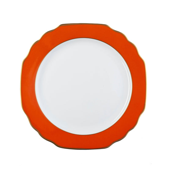 Ultra-White Georgian ColorSheen Orange - Gold Banding - Dinner Plate - Pickard China - UGCSORG-001-GA