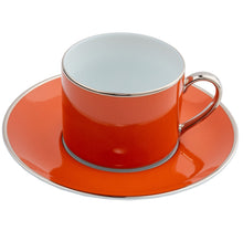  Ultra-White Georgian ColorSheen Orange - Platinum Banding - Teacup Saucer - Pickard China - UGCSORP-019-CN