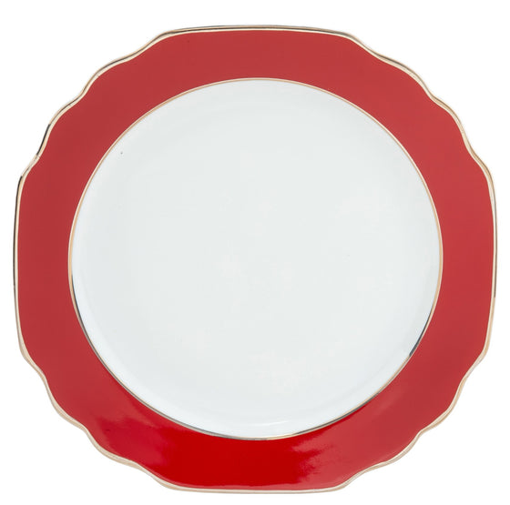 Ultra-White Georgian ColorSheen Red - Platinum Banding - Salad Plate - Pickard China - UGCSREP-005-GA