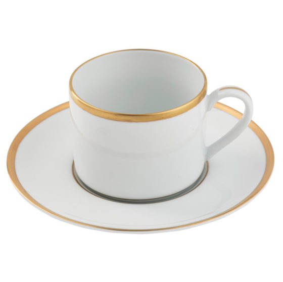 Ultra-White Signature Gold No Monogram Can Teacup Saucer - Pickard China - USIGONM-019-CN