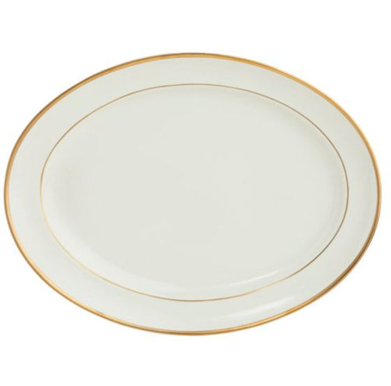 White Signature Gold No Monogram Oval Platter - Pickard China - WSIGONM-039-DX