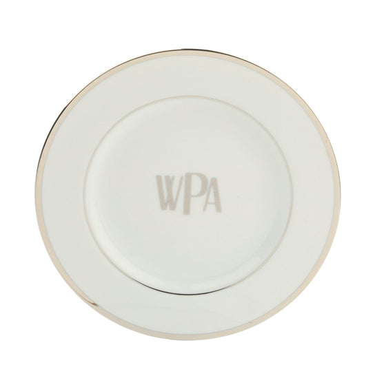 White Signature Platinum With Monogram Bread and Butter Plate - Pickard China - WSIPLWM-009-DX